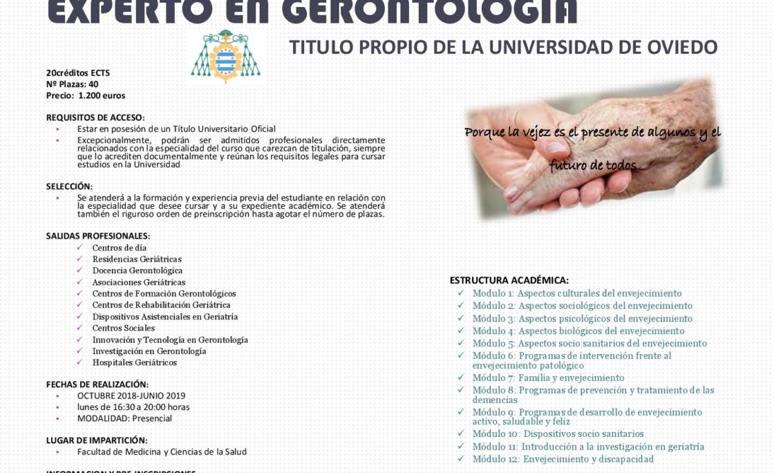 Título Experto en Gerontología de la Universidad de Oviedo